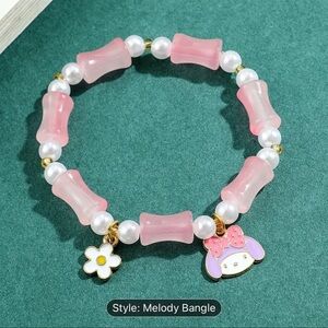 Girls Bracelet Pink Beaded‎ Elastic Rope Bracelet My Melody Jewelry